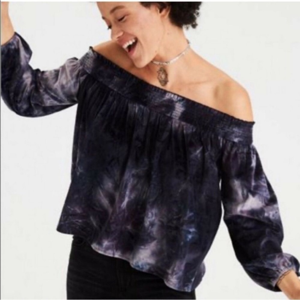 American Eagle Tie Dye Velvet Off The Shoulder Top Sz S